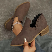 Veredah - Trendige Stiefeletten Mit Rüschen – Kaffee