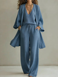 Sirelda - Lässiges dreiteiliges Set – Blau