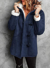 Damen Fleece Jacke mit Kapuze | Winter – Marine