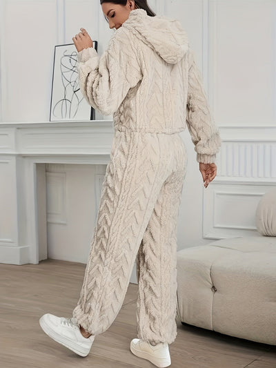Leythia | Damen Elegantes Langarm-Fleece Hoodie Set