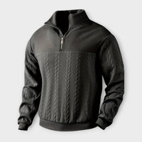 Rafael - eleganter Vintage Half-Zip Pullover – Schwarz