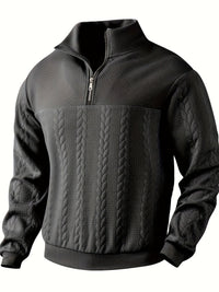 Roberto™ -Vintage Herrenpullover mit Reißverschluss – Schwarz