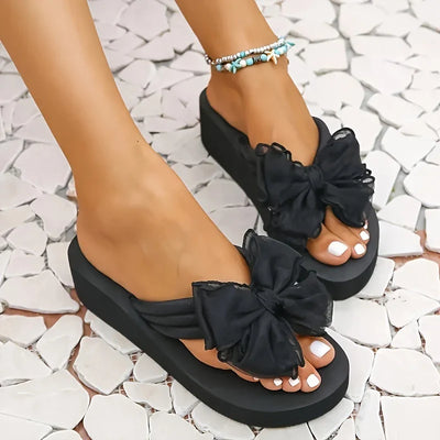Aria | Damen Bowknot Dekor Plattform Flip Flops