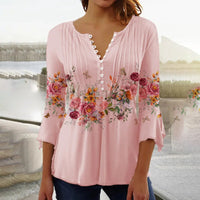 Devika - Bluse mit Floralprint – Rosa