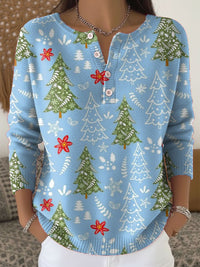 Nocchi – Weihnachts Pullover Mit Knöpfen – Blau