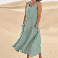 Tina™ - Sommer Leinenkleid – Hellgrün