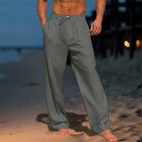 Erik | Leichte Leinenhose in Unifarbe – Grau