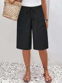 Nyla - Soft-Touch-Shorts mit Kordelzug – Schwarz