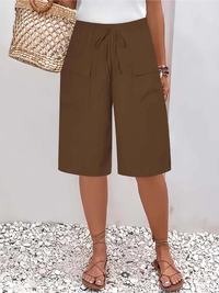 Nyla - Soft-Touch-Shorts mit Kordelzug – Braun