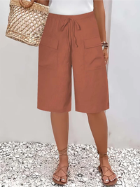 Nyla - Soft-Touch-Shorts mit Kordelzug – Orange