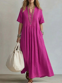 Wren - Leichtes Plisseekleid – Rosa