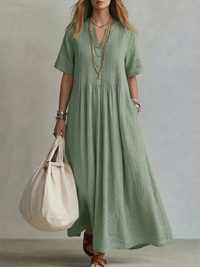 Wren - Leichtes Plisseekleid – Grün