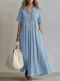 Wren - Leichtes Plisseekleid – Blau
