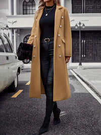 Liaquen | Modebewusster Trenchcoat mit Gürtel und Pelzbesatz – Camel