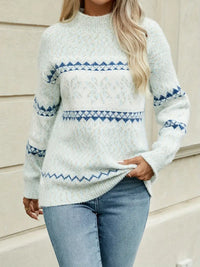DAMPULLOVER MIT ISLÄNDISCHEN MUSTERN | ELEGANTER, WARMER STIL – Hellblau