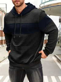 Arvid – Kapuzenpullover  Mit Farbblock Struktur – Marine