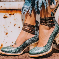 HENRIETTA - SCHUHE MIT ABSATZ AUS VINTAGE-LEDER – Grüne Schlange