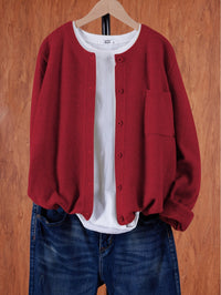 Poppy - Oversize Casual Strickjacke – Rot