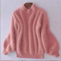 Emilie - Locker gestrickter Wollpullover – Rosa