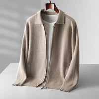 EDWIN - FEINSTRICK-STRICKJACKE MIT REISSVERSCHLUSS – Khaki