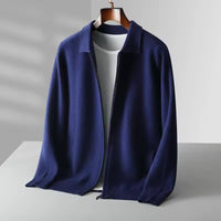 EDWIN - FEINSTRICK-STRICKJACKE MIT REISSVERSCHLUSS – Blau