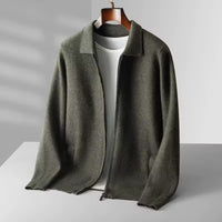 EDWIN - FEINSTRICK-STRICKJACKE MIT REISSVERSCHLUSS – Grün