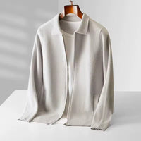 EDWIN - FEINSTRICK-STRICKJACKE MIT REISSVERSCHLUSS – Elfenbein
