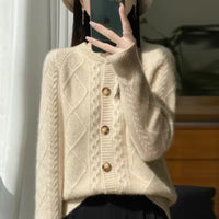 KATRIN - STRICKJACKE MIT KNÖPFEN – Beige