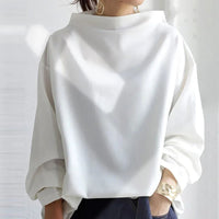 ROSELYN - LANGARMLIGER PULLOVER MIT HOHEM KRAGEN – Weiß