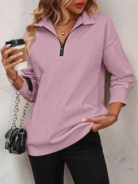 XENIA - LANGÄRMELIGER PULLOVER MIT REIßVERSCHLUSS – Hellpink
