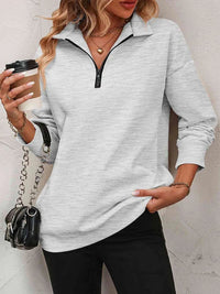 XENIA - LANGÄRMELIGER PULLOVER MIT REIßVERSCHLUSS – Grau