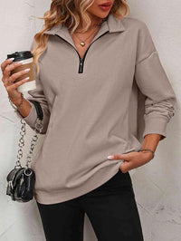 XENIA - LANGÄRMELIGER PULLOVER MIT REIßVERSCHLUSS – Camel