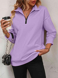 XENIA - LANGÄRMELIGER PULLOVER MIT REIßVERSCHLUSS – Lila