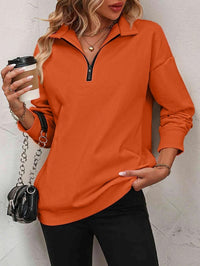 XENIA - LANGÄRMELIGER PULLOVER MIT REIßVERSCHLUSS – Orange