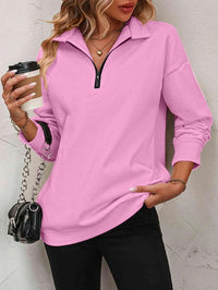 XENIA - LANGÄRMELIGER PULLOVER MIT REIßVERSCHLUSS – Rosa