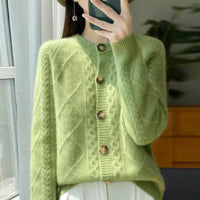 KATRIN - STRICKJACKE MIT KNÖPFEN – Hellgrün