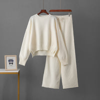 MAYA - PULLOVER-OVERSIZE UND WEITE HOSE – Weiß