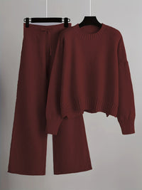 MAYA - PULLOVER-OVERSIZE UND WEITE HOSE – Weinrot