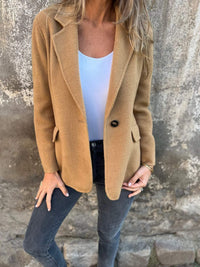 SYLVIA - BLAZER AUS WOLLE MIT REVERS – Braun