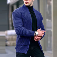 NILS - STRICKJACKE AUS DICKEM GEWIRKE – Marine
