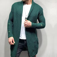 FLORIAN - LÄSSIGE LANGE STRICKJACKE – Dunkelgrün