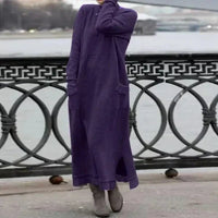 SVEA - LANGES STRICKKLEID IM LOCKEREN SCHNITT – Lila