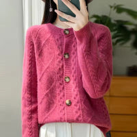 KATRIN - STRICKJACKE MIT KNÖPFEN – Dunkelpink