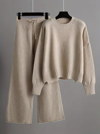 MAYA - PULLOVER-OVERSIZE UND WEITE HOSE – Beige