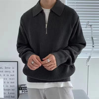RUDIGER - GROBSTRICKPULLOVER MIT REISSVERSCHLUSS – Schwarz