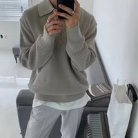 RUDIGER - GROBSTRICKPULLOVER MIT REISSVERSCHLUSS – Grau