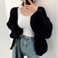 CHRISTA - ÜBERGROSSE STRICKJACKE – Schwarz