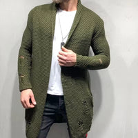 FLORIAN - LÄSSIGE LANGE STRICKJACKE – Oliv