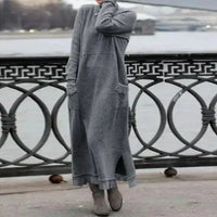 SVEA - LANGES STRICKKLEID IM LOCKEREN SCHNITT – Grau