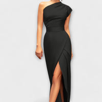 Axa - Stilvolles asymmetrisches Abendkleid – SCHWARZ